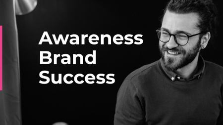 Platilla de diseño Branding Agency services with Smiling Businessman Presentation Wide