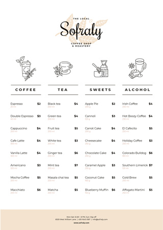 Coffee Shop drinks and sweets Menu Design Template