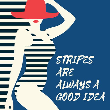 Woman in Striped Swimsuit Animated Post Modelo de Design