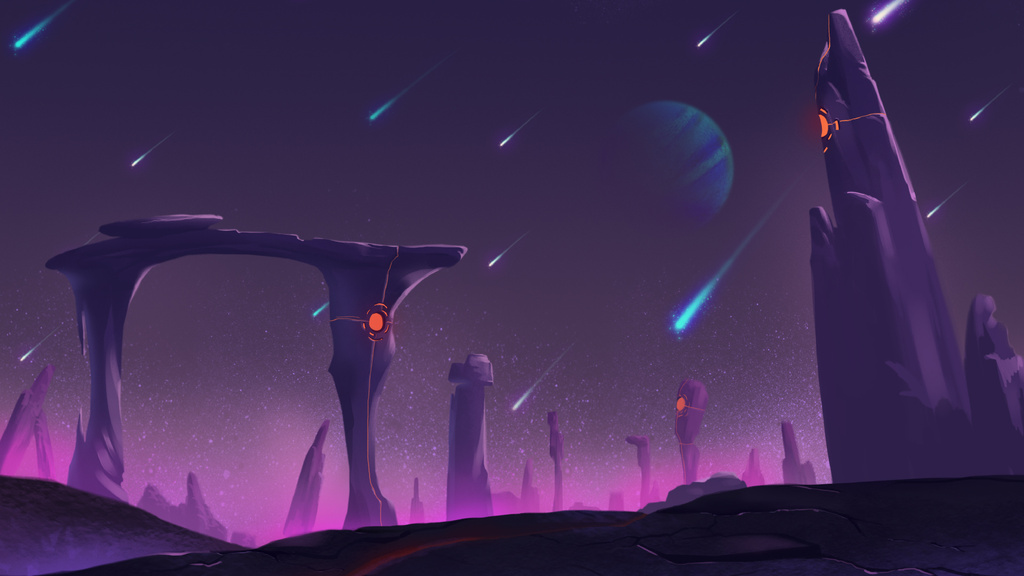 Landscape of Purple Planet Zoom Backgroundデザインテンプレート