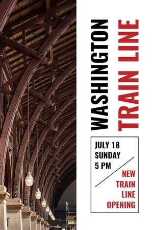 Plantilla de diseño de Train Line Opening Announcement Station Interior Tumblr 