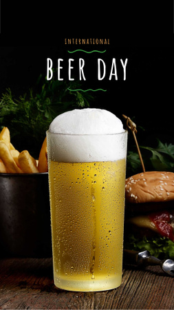 Beer Day Offer Glass and Snacks Instagram Story Design Template