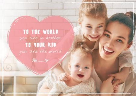 Mother with kids on Mother's Day Postcard Design Template