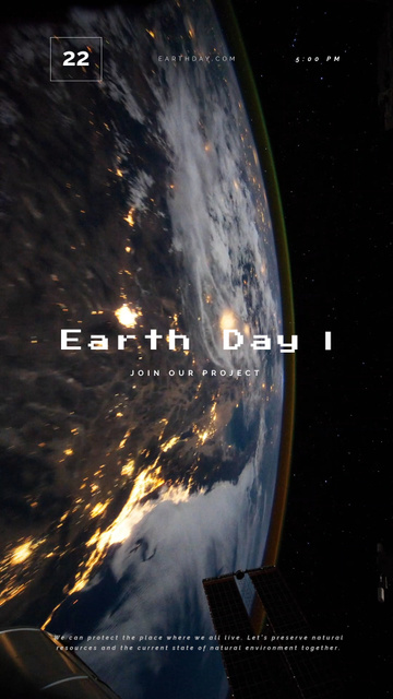 Earth Day Planet View from Space Instagram Video Story – шаблон для дизайна