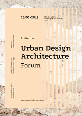 Urban design forum ad on Beige concrete wall Invitationデザインテンプレート