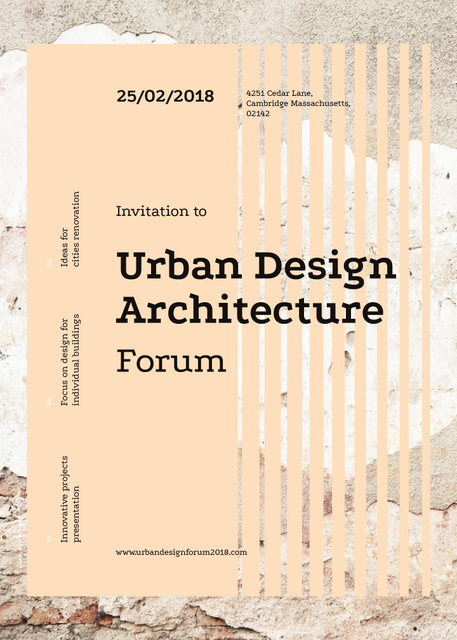 Urban design forum ad on Beige concrete wall Invitation tervezősablon