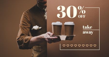 Modèle de visuel Man holding Coffee To-go - Facebook AD
