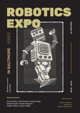 Android robot model for Robotic expo Invitation Design Template