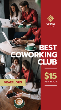 Coworking Space Offer Business Team with Laptop Instagram Story Design Template