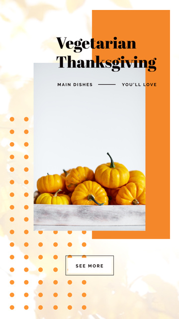 Designvorlage Thanksgiving Menu Yellow small Pumpkins für Instagram Video Story