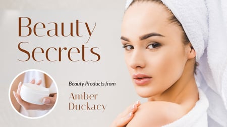 Ontwerpsjabloon van Youtube Thumbnail van Beauty Secrets Woman Applying Cream