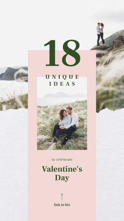 Charming Lovers kissing on Valentines Day Instagram Story Design Template