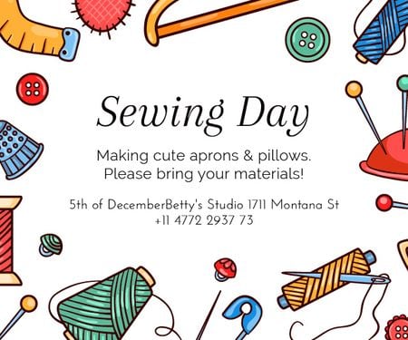 Ontwerpsjabloon van Medium Rectangle van Sewing day event 