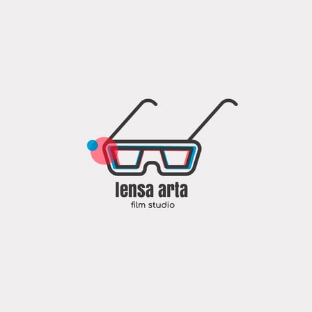 Film Studio Ad with 3D Glasses Logo Design Template