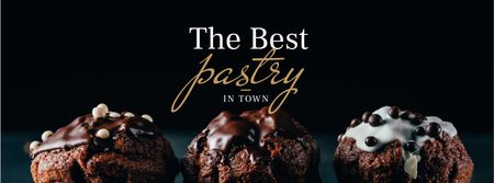 Ontwerpsjabloon van Facebook cover van Pastry Offer with Sweet chocolate cakes