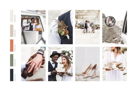 Stylish Wedding couple celebrating Mood Board – шаблон для дизайна