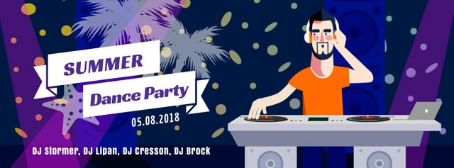 Modèle de visuel DJ playing music at party - Facebook Video cover