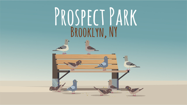 Plantilla de diseño de City Park Pigeons Pecking Grain on a Bench Full HD video 