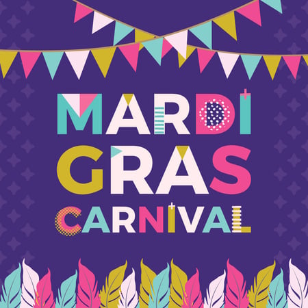 Mardi Gras carnival Announcement Instagram Πρότυπο σχεδίασης