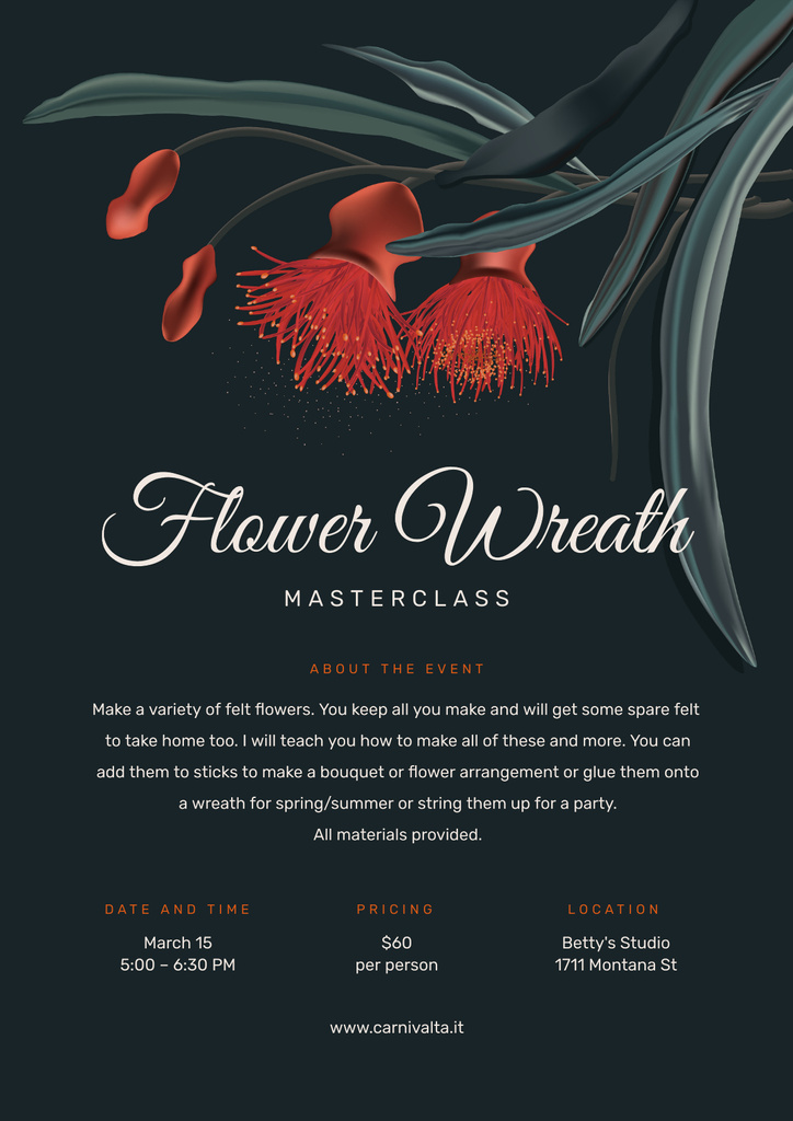 Masterclass of Flower Wreath making Annoucement Poster Design Template