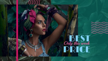 Template di design Fashion Ad with Attractive Woman FB event cover