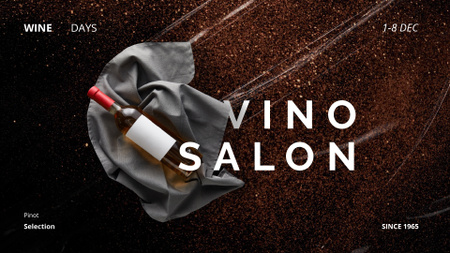 Wine Shop Ad with Bottle on Ribbon Full HD video Design Template