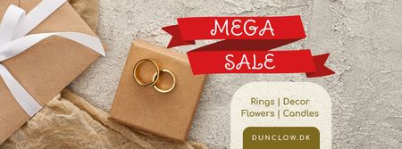 Wedding Store Sale with Golden Rings Facebook cover Design Template