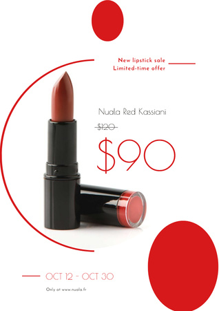 Ontwerpsjabloon van Poster van Cosmetics Sale with Red Lipstick