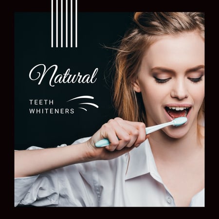 Woman Brushing her Teeth Instagram AD Design Template