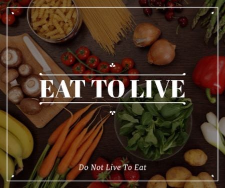 eat to live poster with fresh ripe vegetables  Large Rectangle Design Template