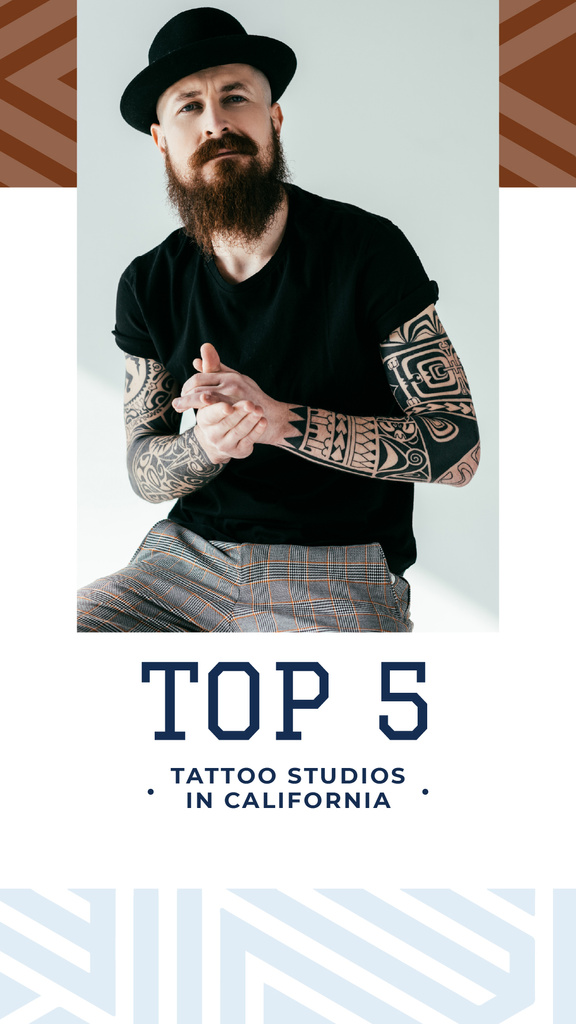 Tattoo Studio Offer with Young Tattooed Man Instagram Story Design Template