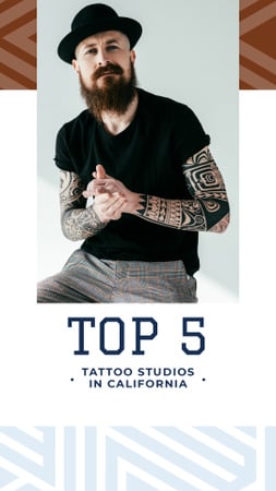 Tattoo Studio ad Young tattooed Man Instagram Story tervezősablon