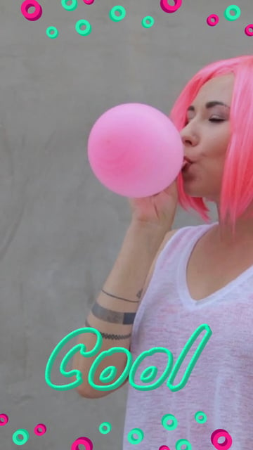 Stylish Girl blowing Pink Balloon TikTok Video – шаблон для дизайну