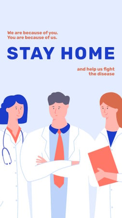 Plantilla de diseño de #Stayhome Coronavirus awareness with Doctors team Instagram Story 