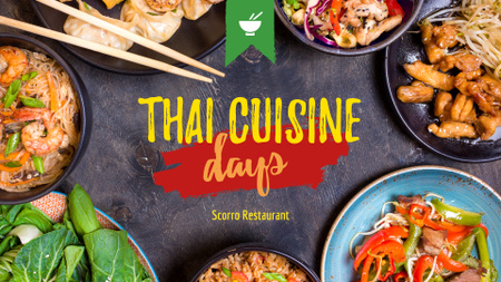 Thai Cuisine Meal menu promotion FB event cover Design Template