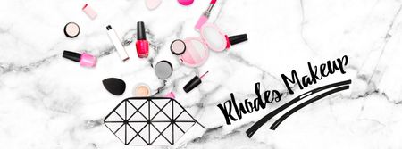 Modèle de visuel Beauty products filling cosmetic bag - Facebook Video cover
