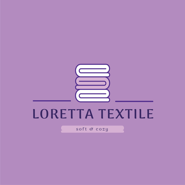 Ontwerpsjabloon van Logo van Textiles Ad with Stack of Towels in Purple