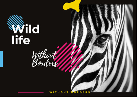 Designvorlage Wild zebra animal für Postcard