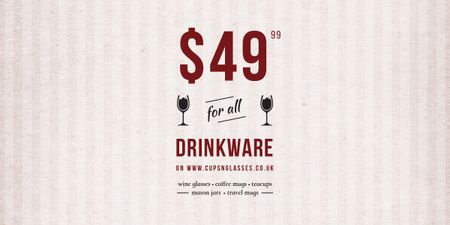 Plantilla de diseño de Drinkware Sale Glass with red wine Image 