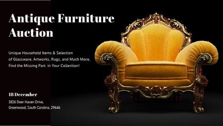 Antique Furniture Auction Luxury Yellow Armchair Title – шаблон для дизайну