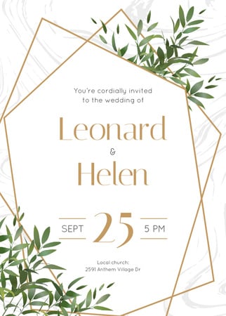 Designvorlage Wedding Invitation Elegant Floral Frame für Invitation