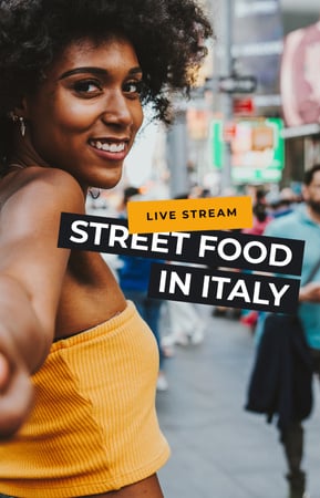 Woman discovering Street Food in Italy IGTV Cover tervezősablon