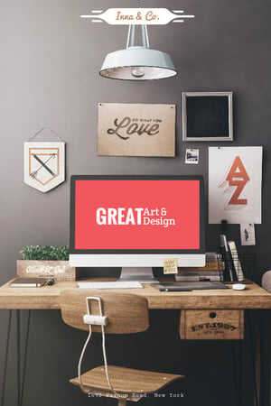 Template di design Design Agency Ad Computer Screen on Working Table Tumblr