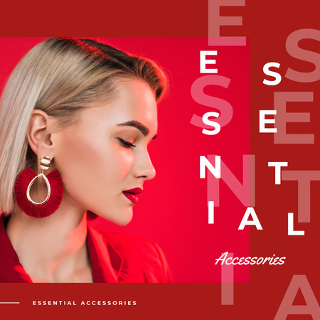 Accessories Ad Young Stylish Woman in Red Instagram AD Design Template