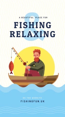 Platilla de diseño Fisherman with big fish in boat Instagram Story