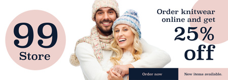 Knitwear store ad couple wearing Hats Tumblr Modelo de Design