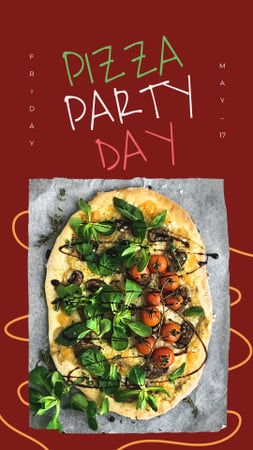 Plantilla de diseño de Pizza Party Day on red Instagram Story 