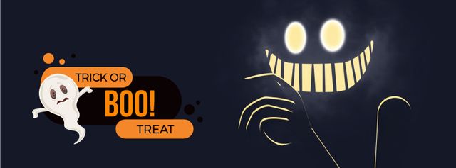 Scary glowing ghost Facebook Video cover Design Template