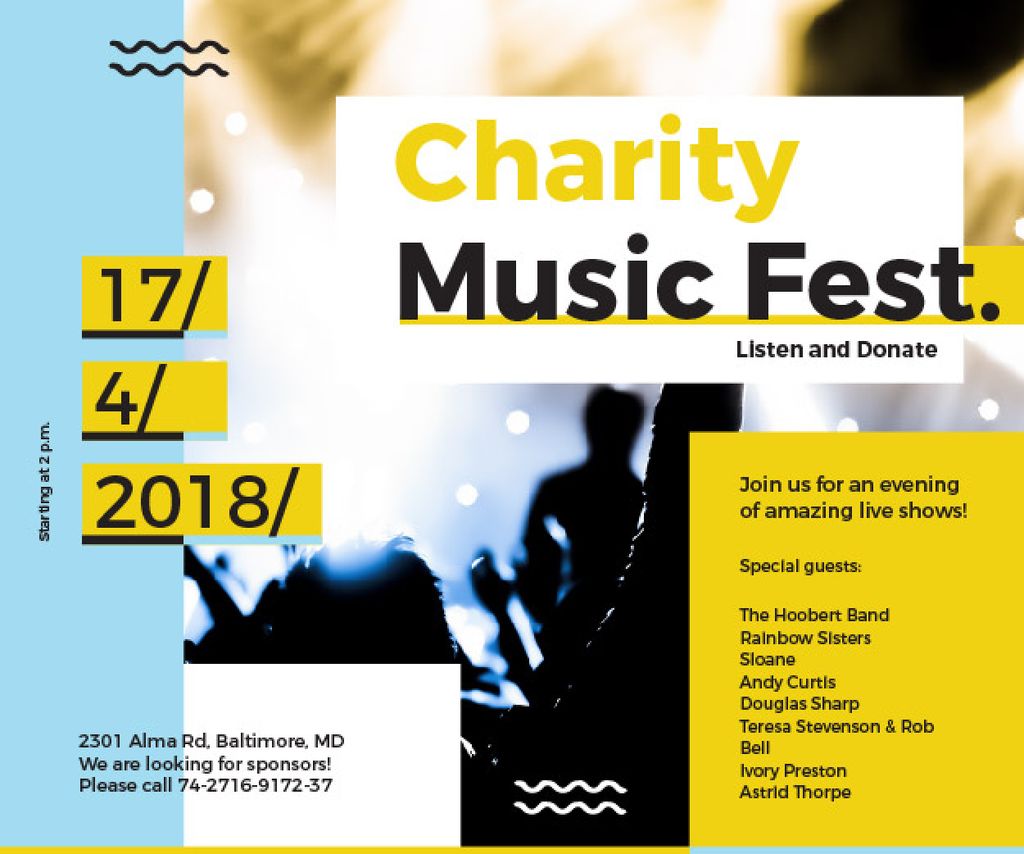 Designvorlage Charity Music Fest für Medium Rectangle