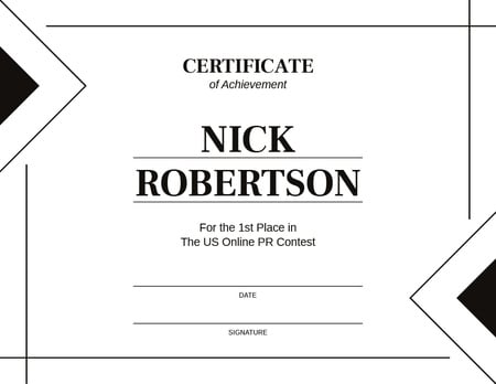 PR contest Achievement recognition Certificate Tasarım Şablonu